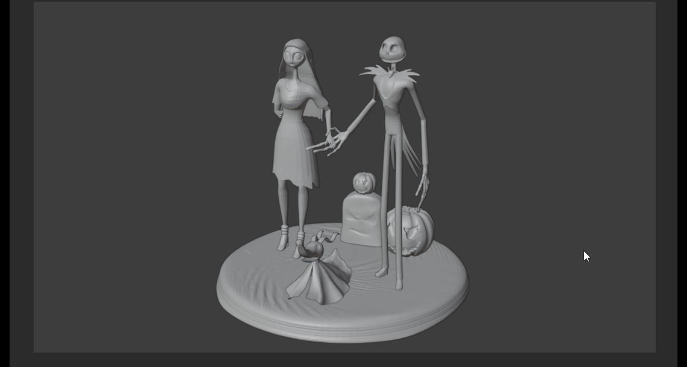 Jack and Sally Skellington 3d model rigged and stl on demand 3D model_20