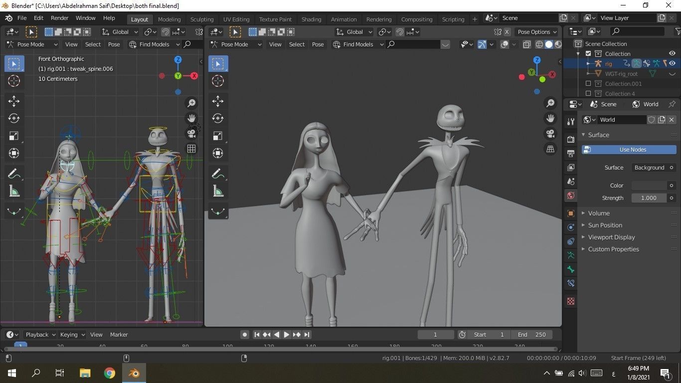 Jack and Sally Skellington 3d model rigged and stl on demand 3D model_24