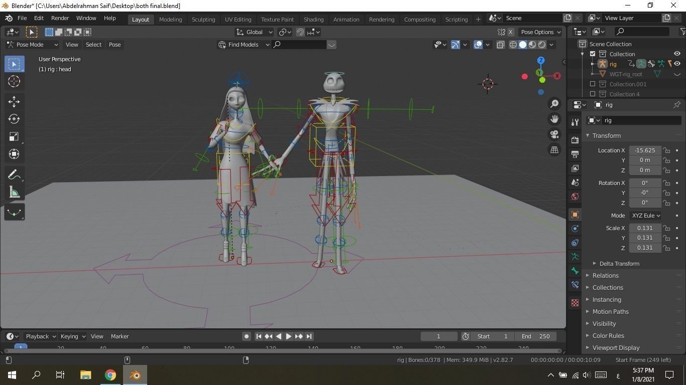 Jack and Sally Skellington 3d model rigged and stl on demand 3D model_25