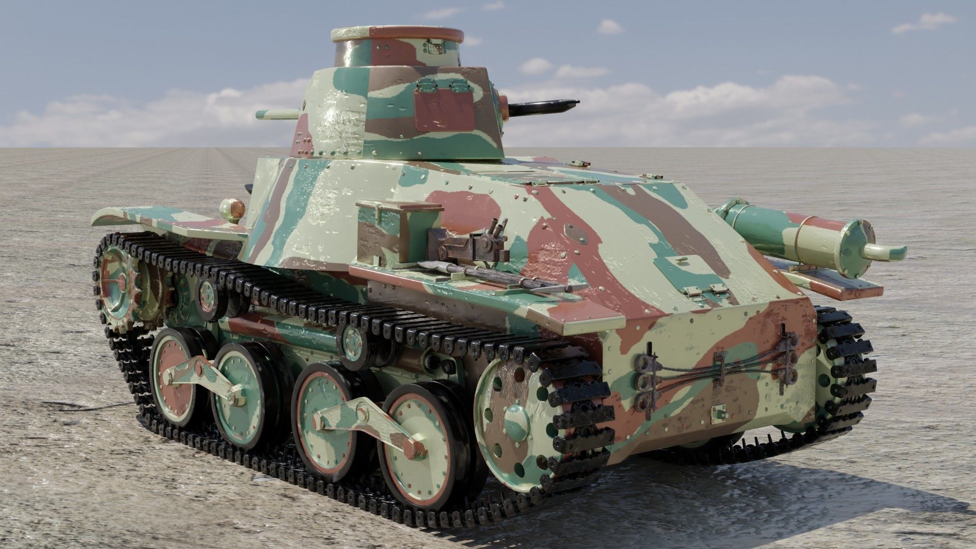 Type-95 Ha-Go light tank 3D model_2