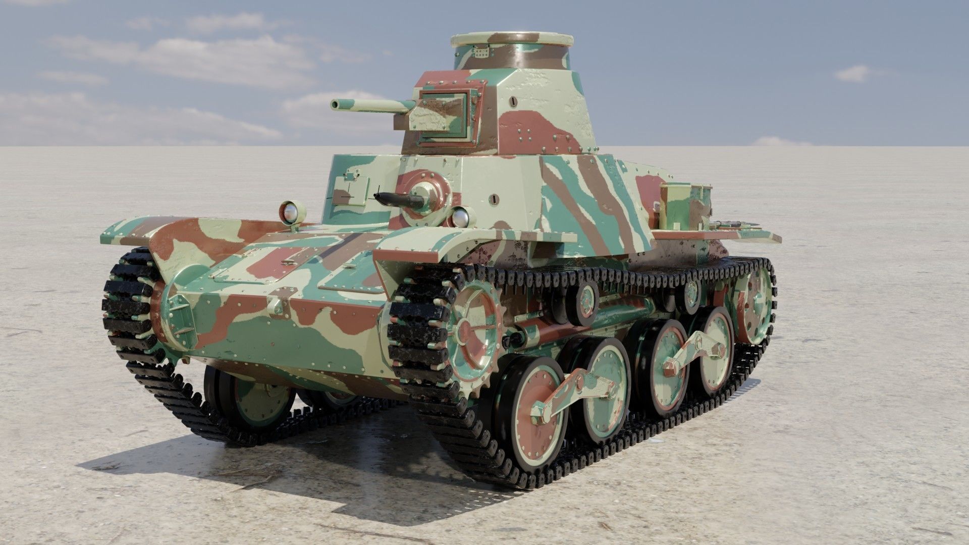 Type-95 Ha-Go light tank 3D model_1