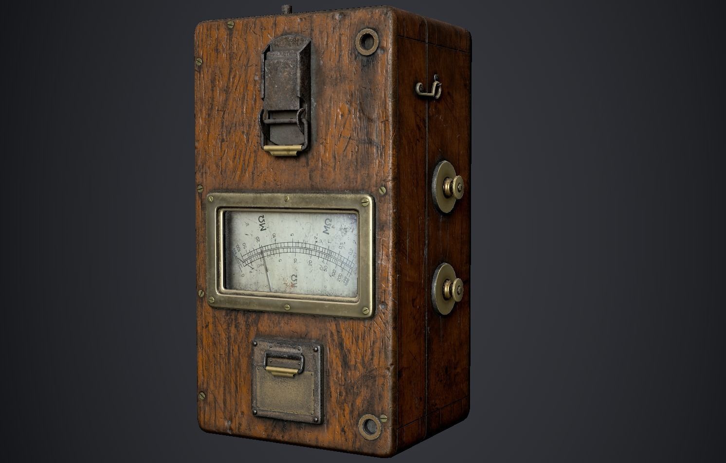 Device old wooden meter Low-poly 3D model_2