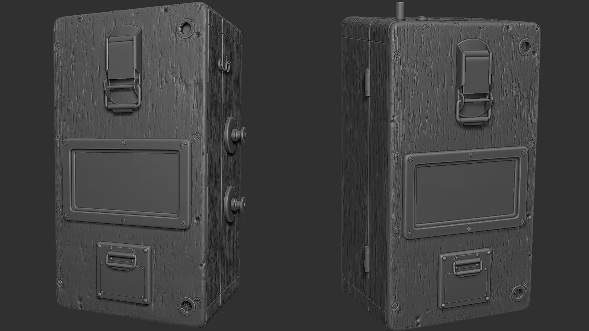 Device old wooden meter Low-poly 3D model_6