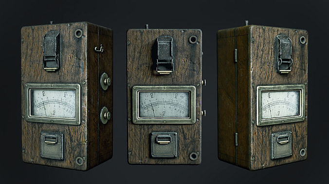 Device old wooden meter Low-poly 3D model