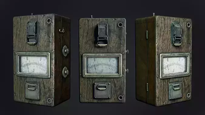 Device old wooden meter Low-poly 3D model