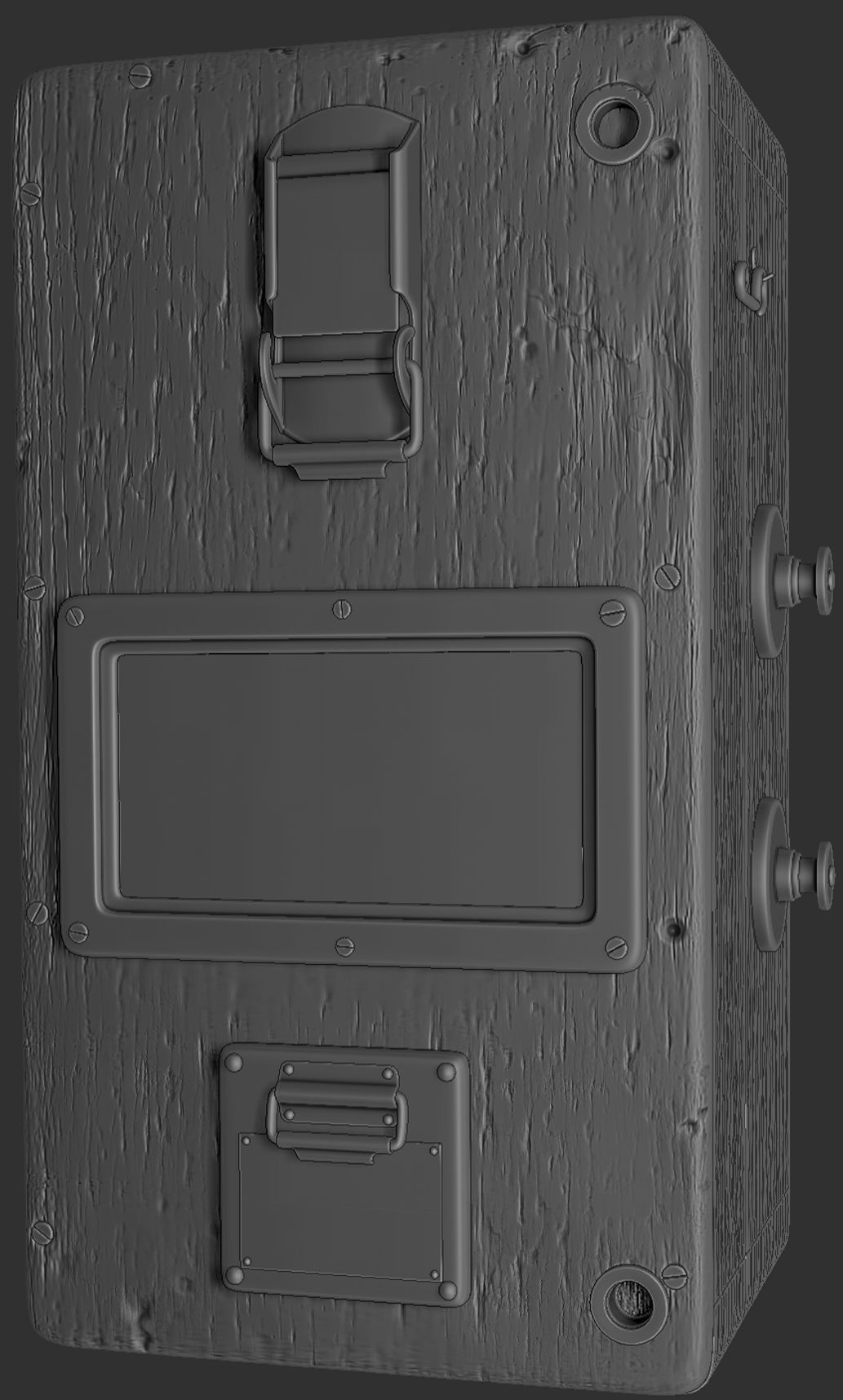 Device old wooden meter Low-poly 3D model_7