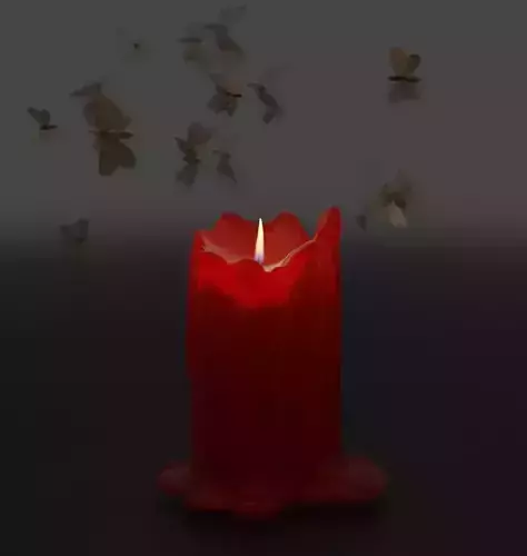 Animated Candle scene with swarm of moths 
