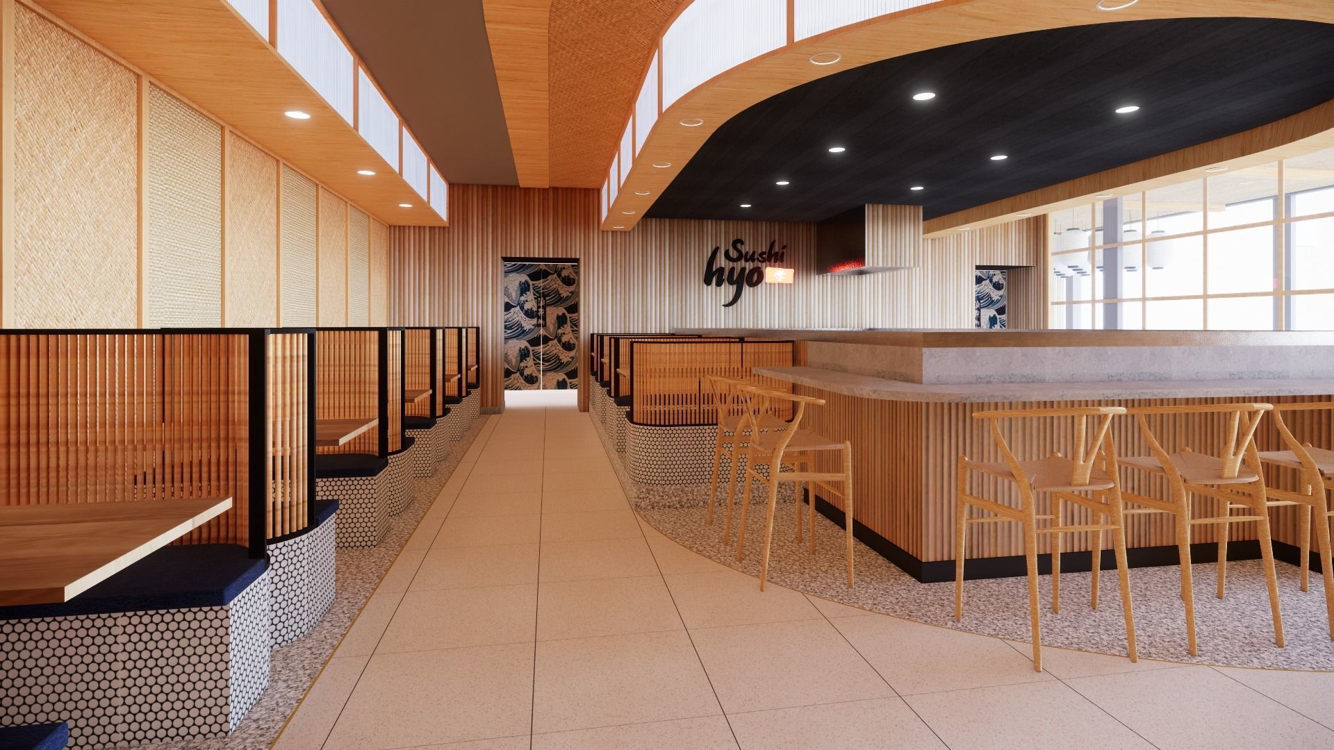 Sushi Restaurant Interior Design 3D model_2