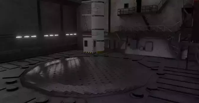 RBMK-1000 Nuclear Reactor Central Hall And Refueling Machine 3D model