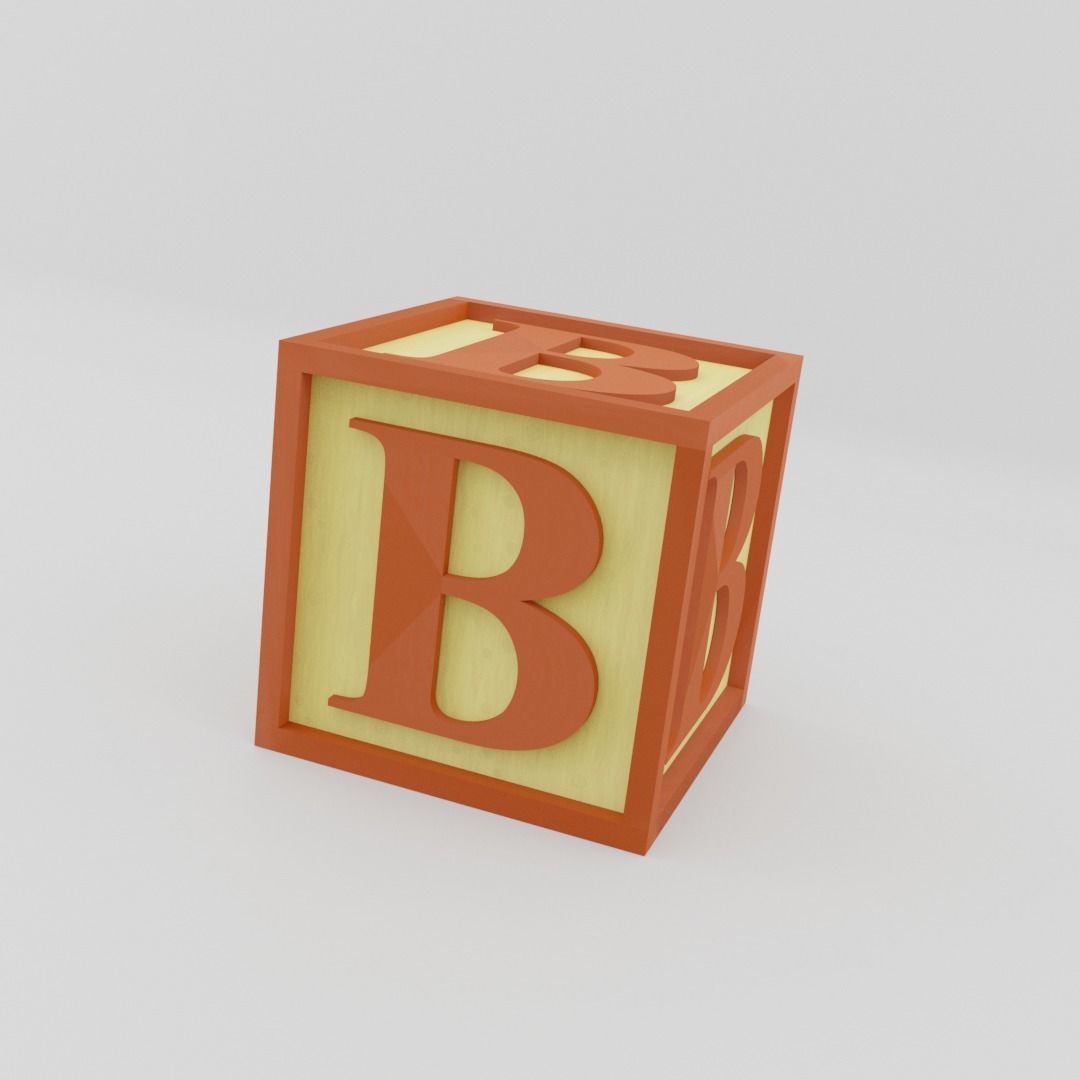 Kids Letter Block - B Letter 3D model_9