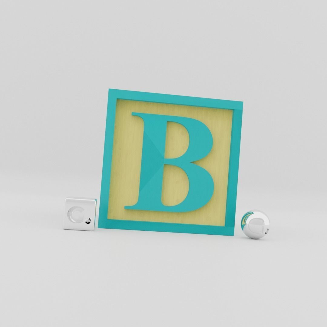 Kids Letter Block - B Letter 3D model_4