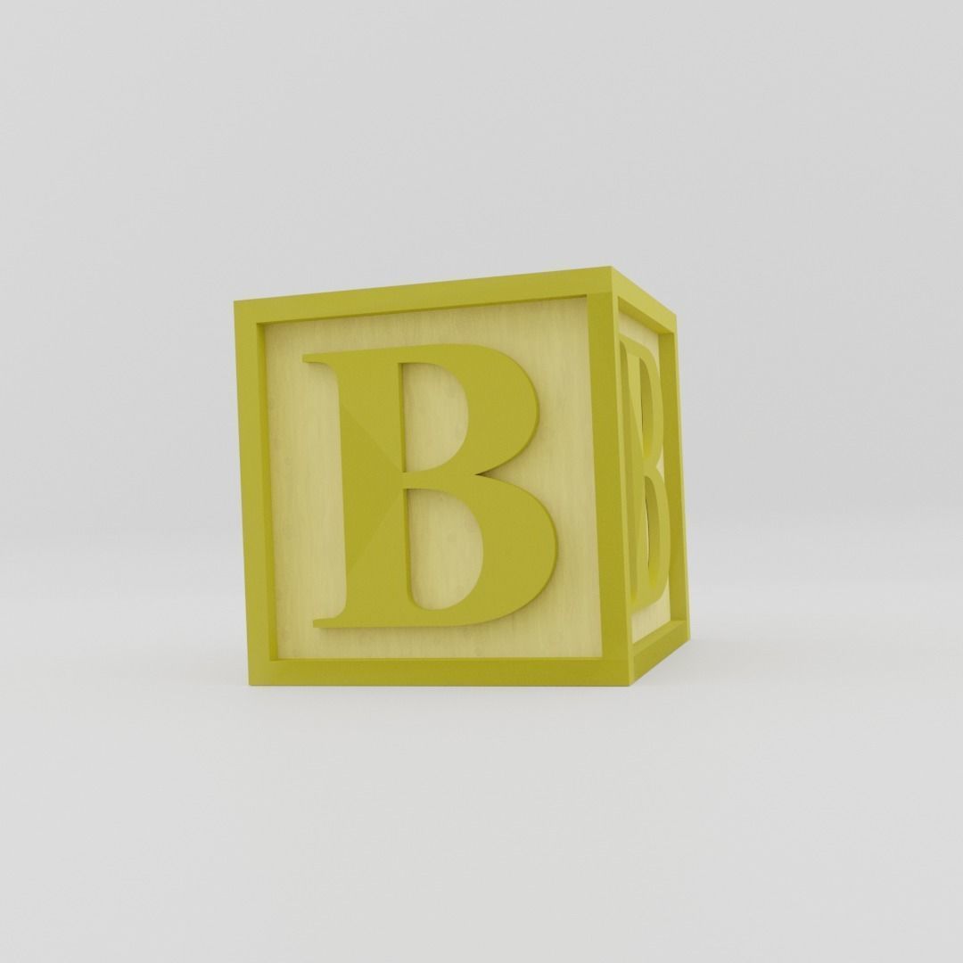 Kids Letter Block - B Letter 3D model_14