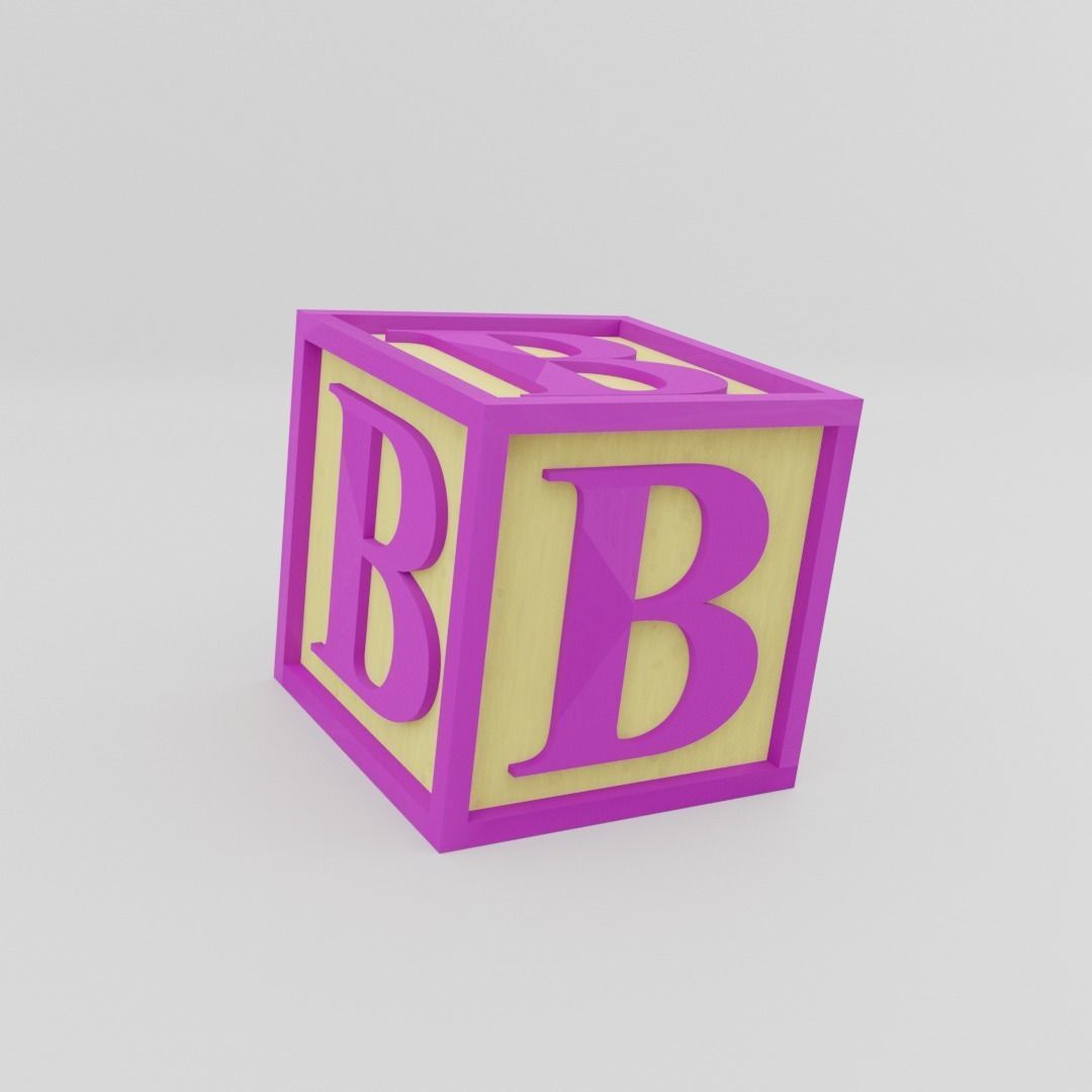 Kids Letter Block - B Letter 3D model_11