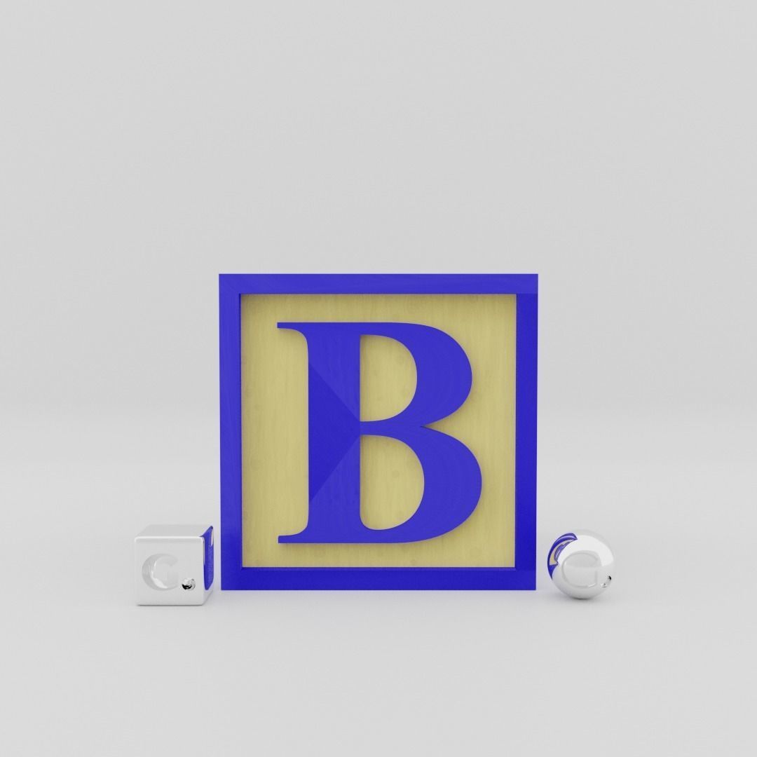 Kids Letter Block - B Letter 3D model_5
