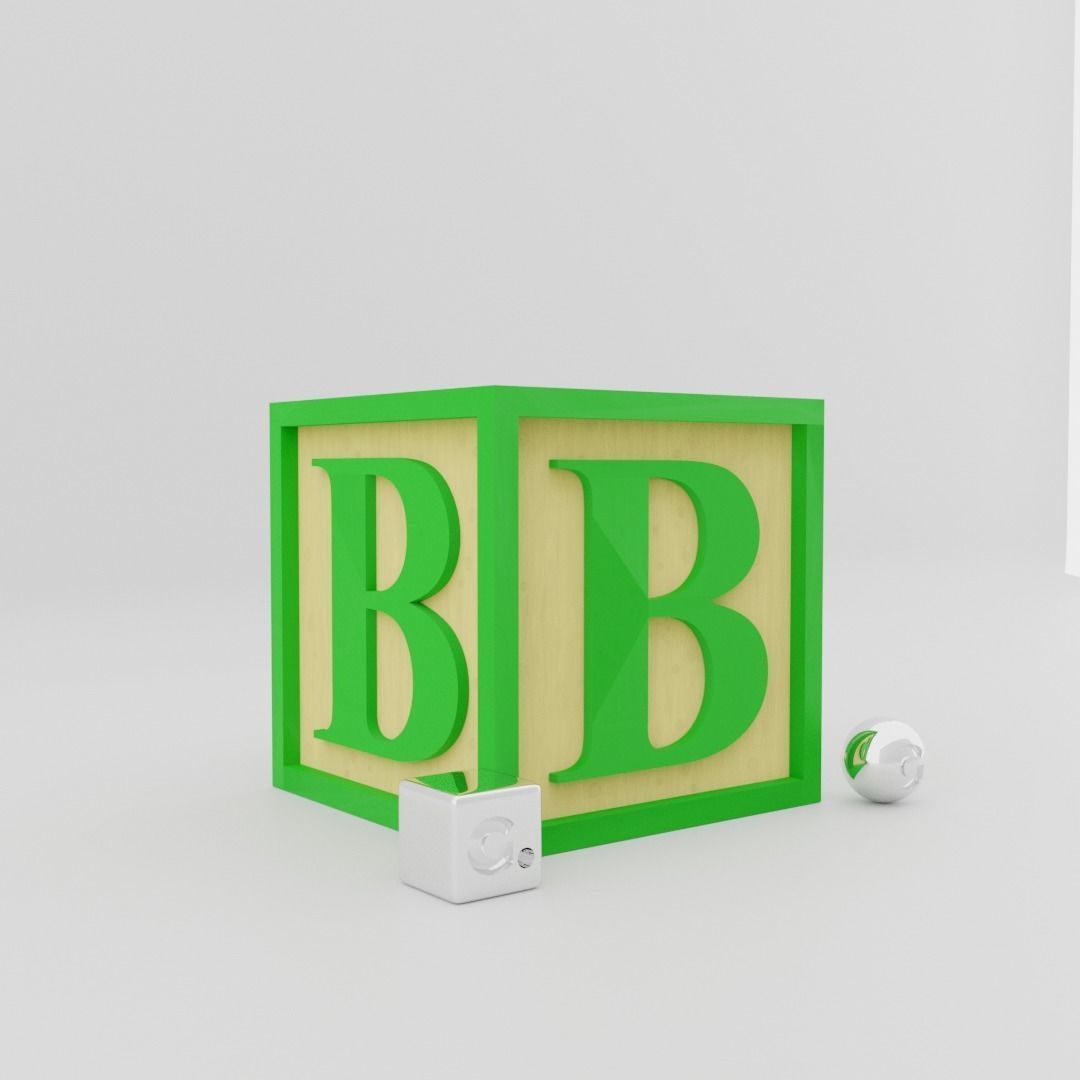 Kids Letter Block - B Letter 3D model_2