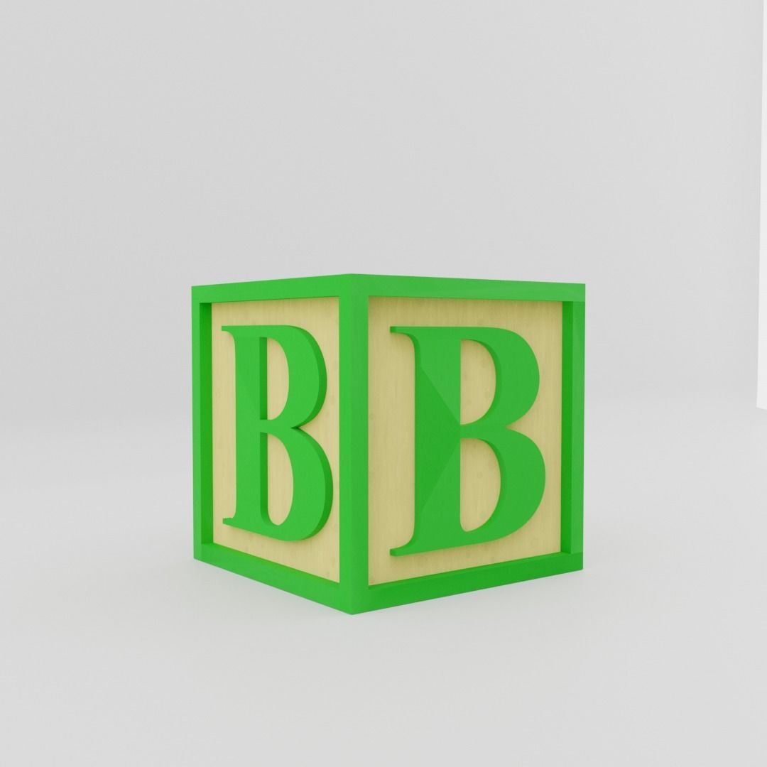 Kids Letter Block - B Letter 3D model_10