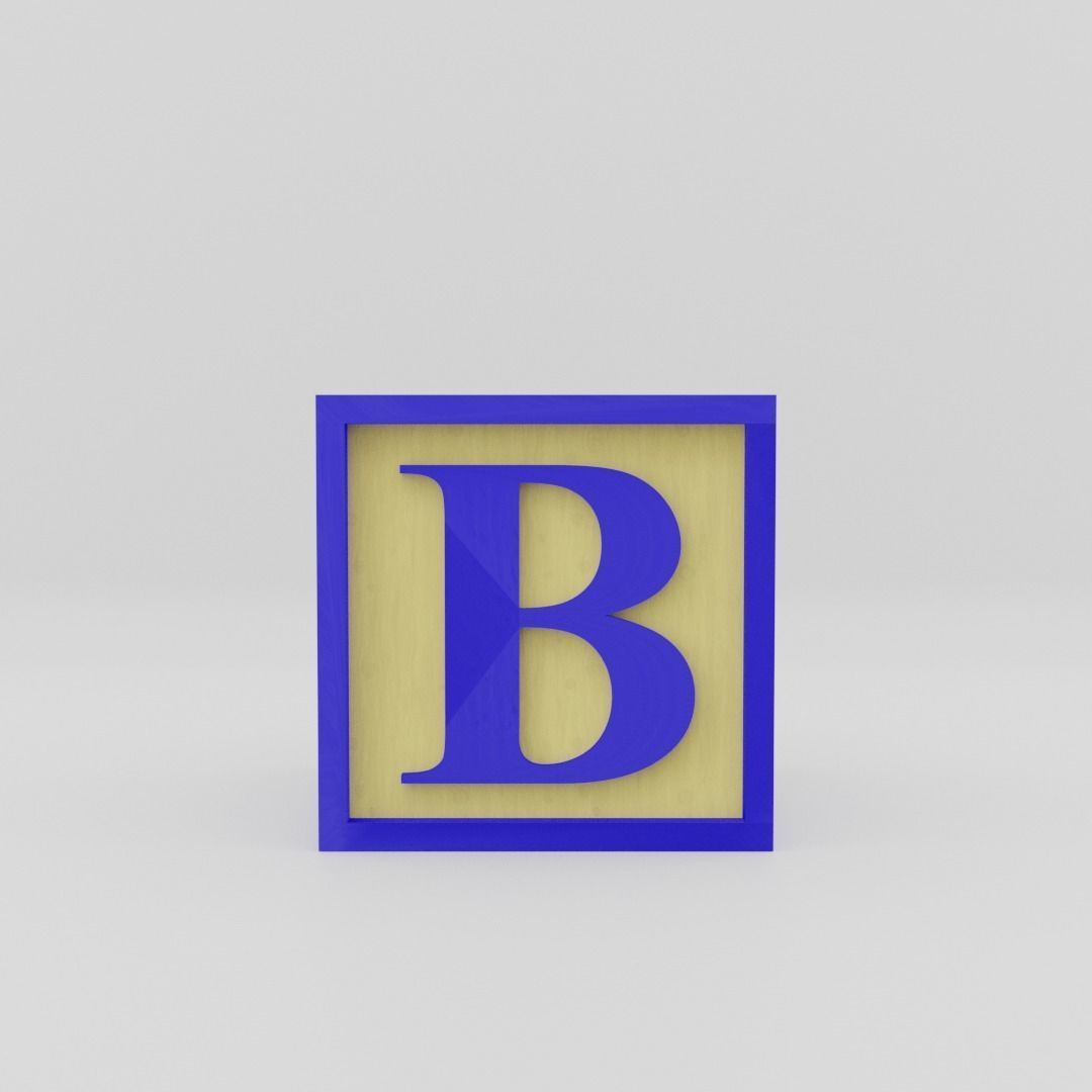 Kids Letter Block - B Letter 3D model_12
