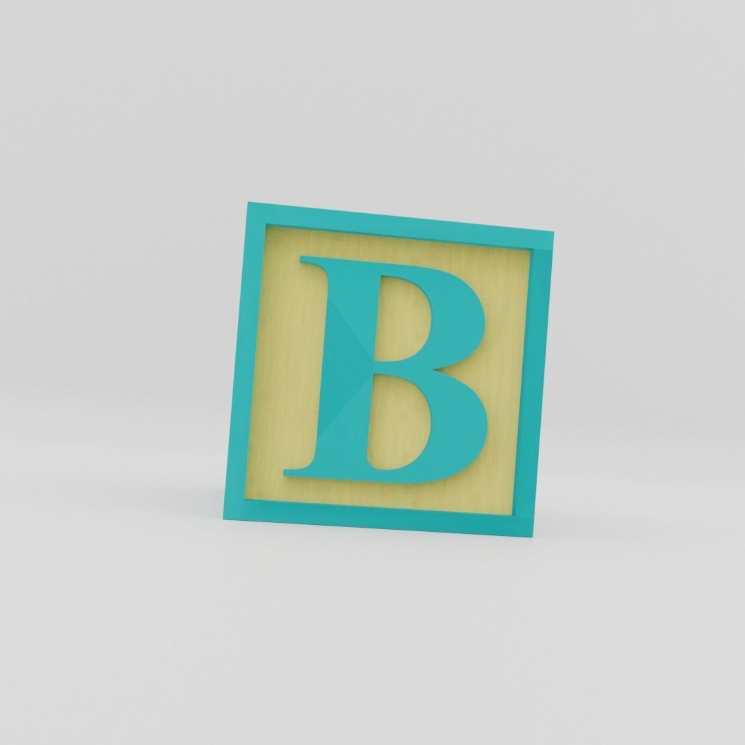Kids Letter Block - B Letter 3D model_13
