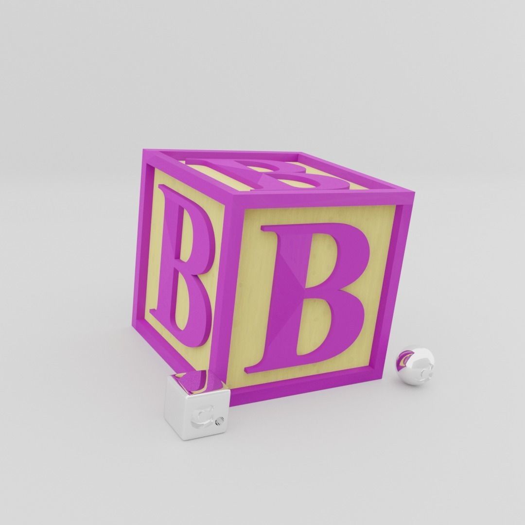 Kids Letter Block - B Letter 3D model_3