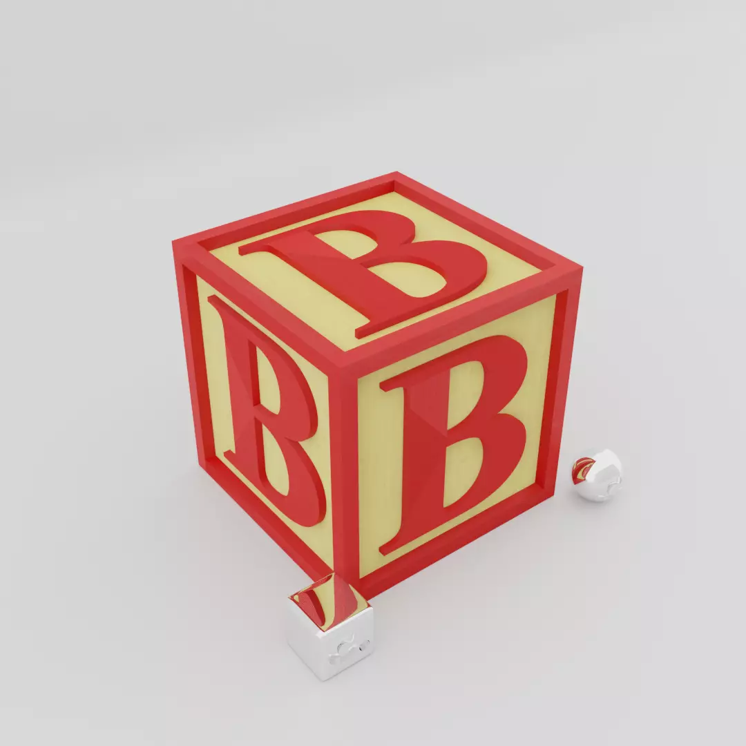 Kids Letter Block - B Letter 3D model_0