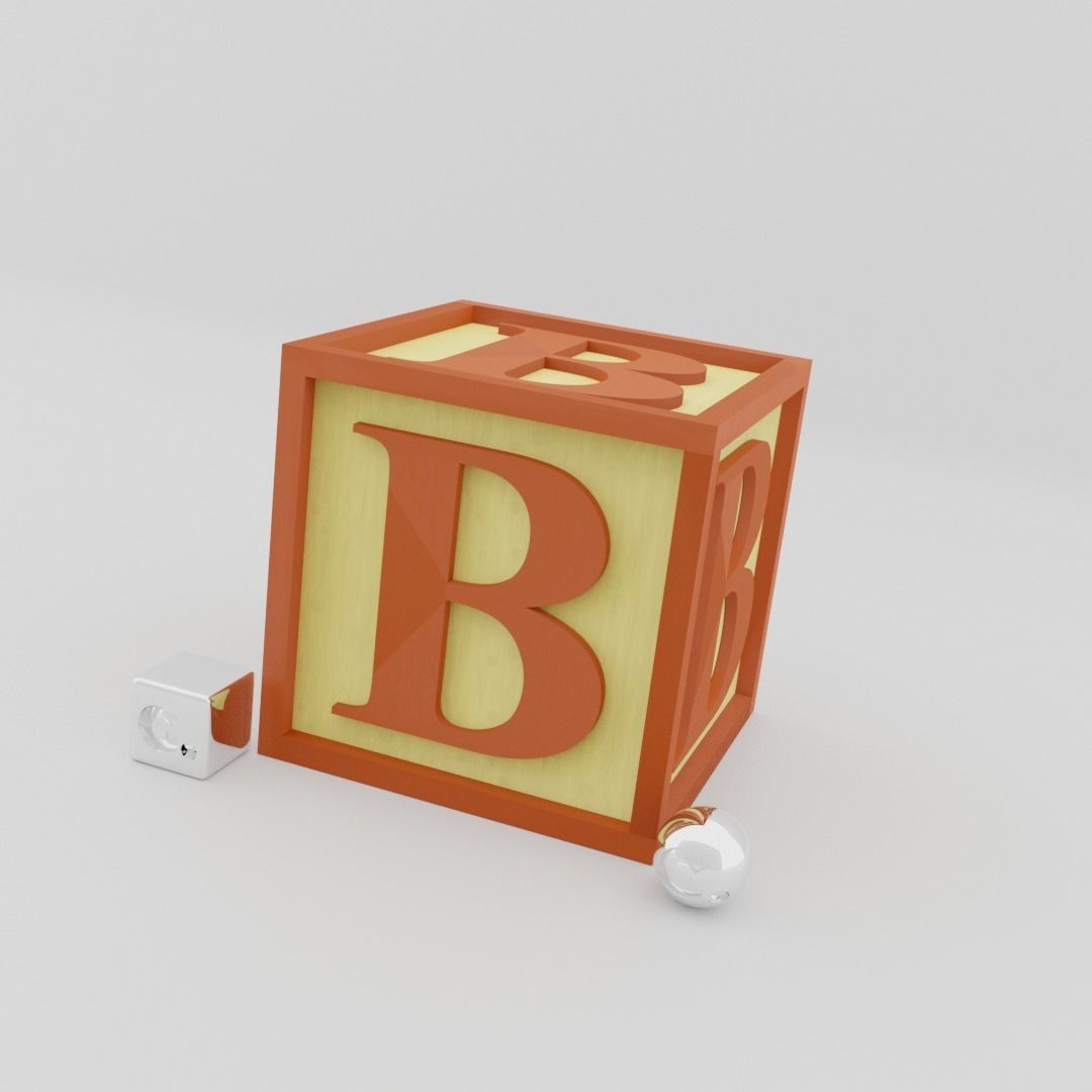 Kids Letter Block - B Letter 3D model_1