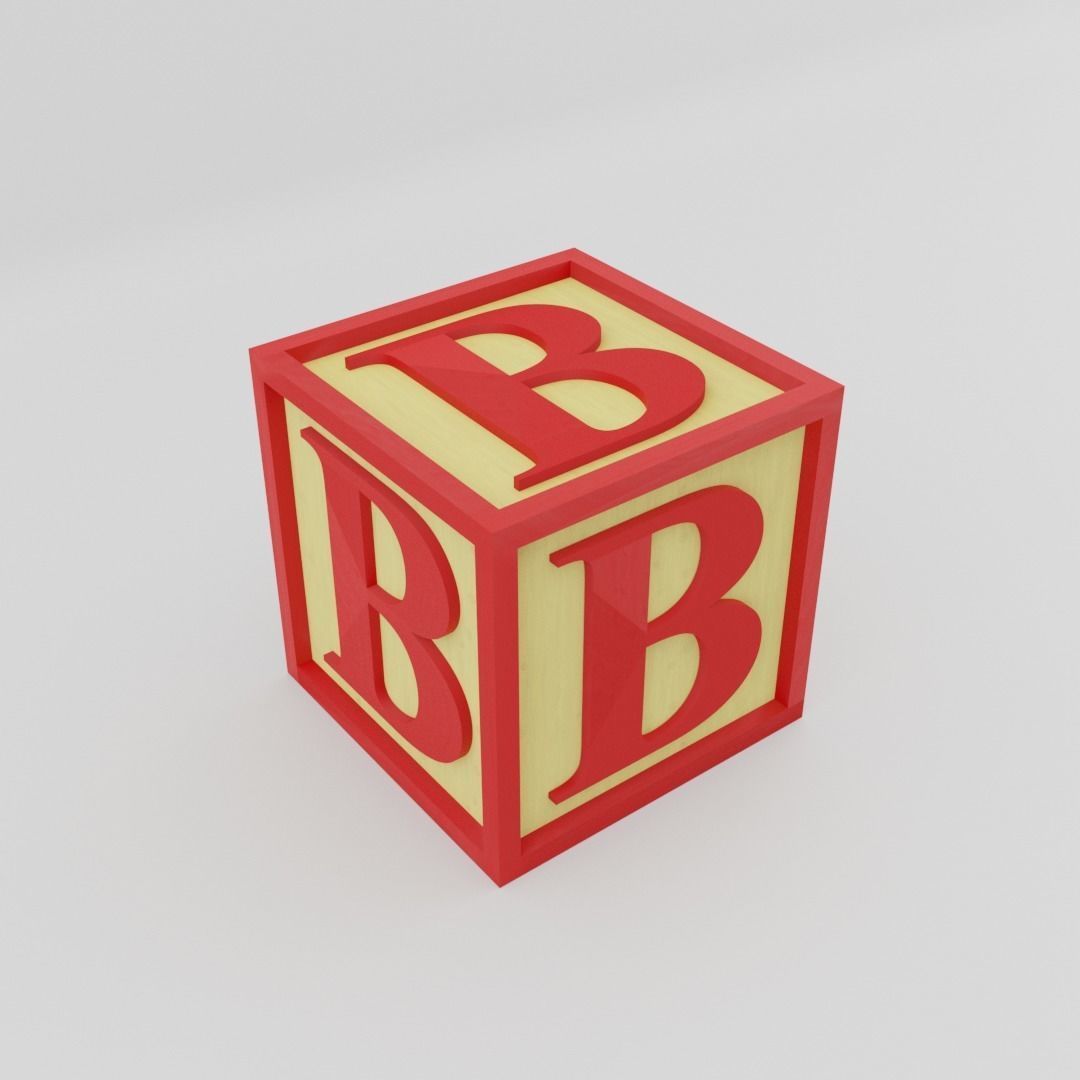 Kids Letter Block - B Letter 3D model_8