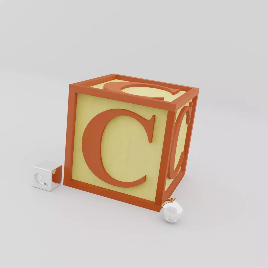 Kids Letter Block - C Letter 3D model_0