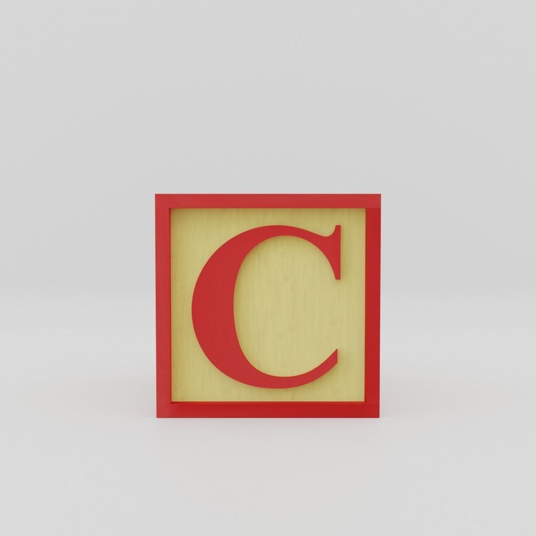 Kids Letter Block - C Letter 3D model_11