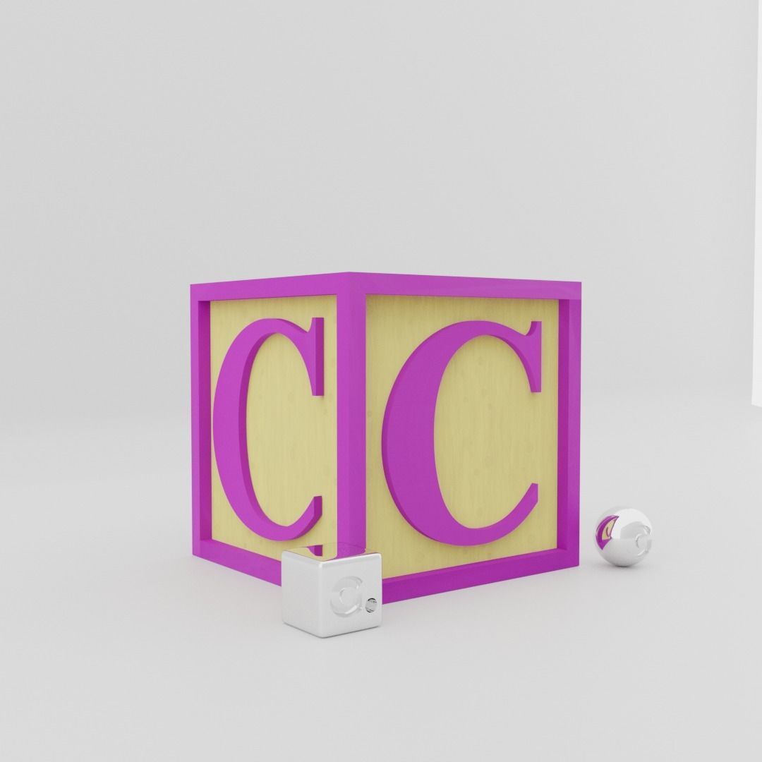 Kids Letter Block - C Letter 3D model_2