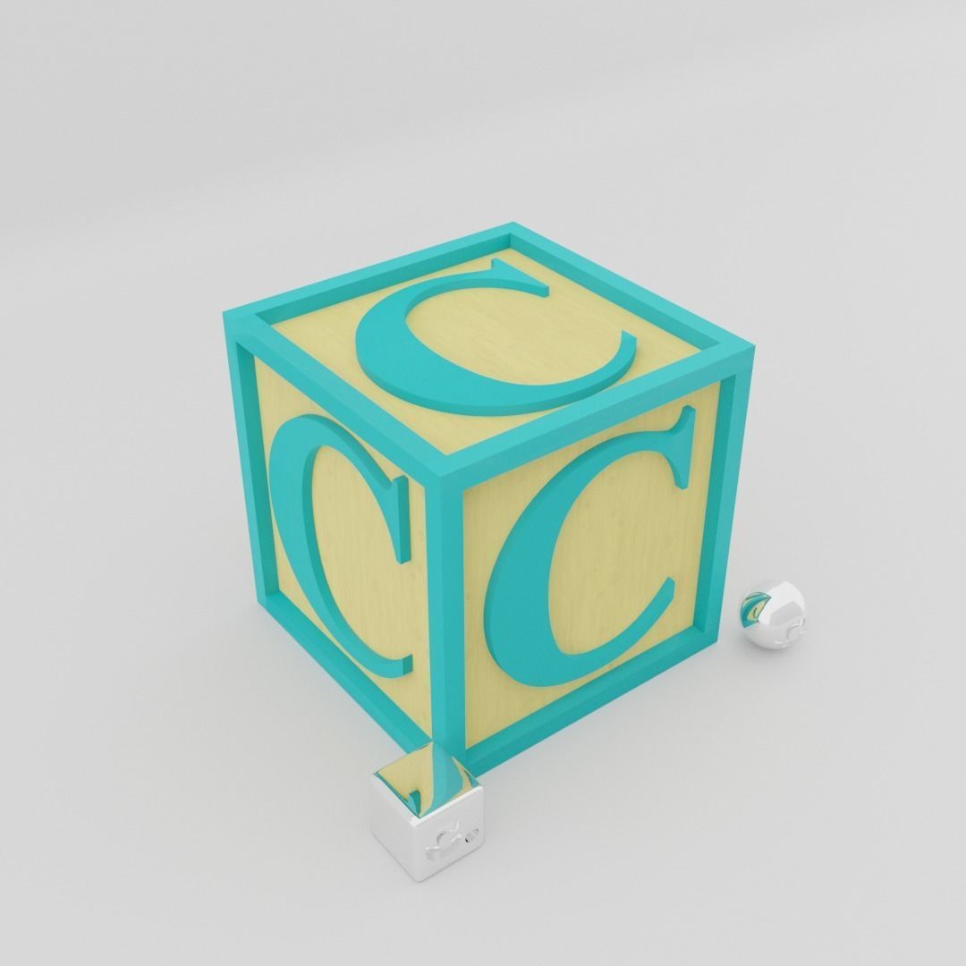Kids Letter Block - C Letter 3D model_3