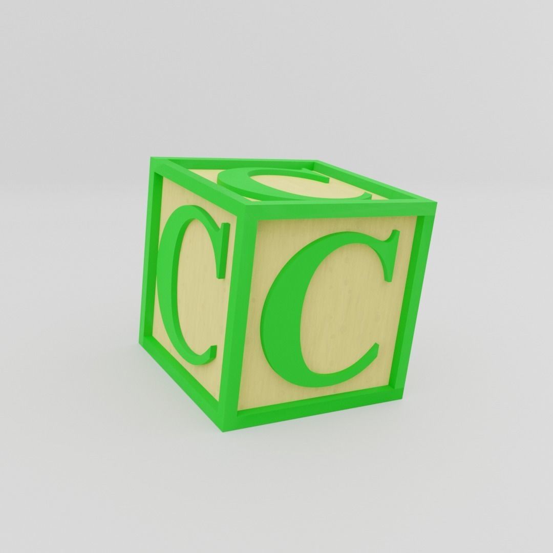 Kids Letter Block - C Letter 3D model_12