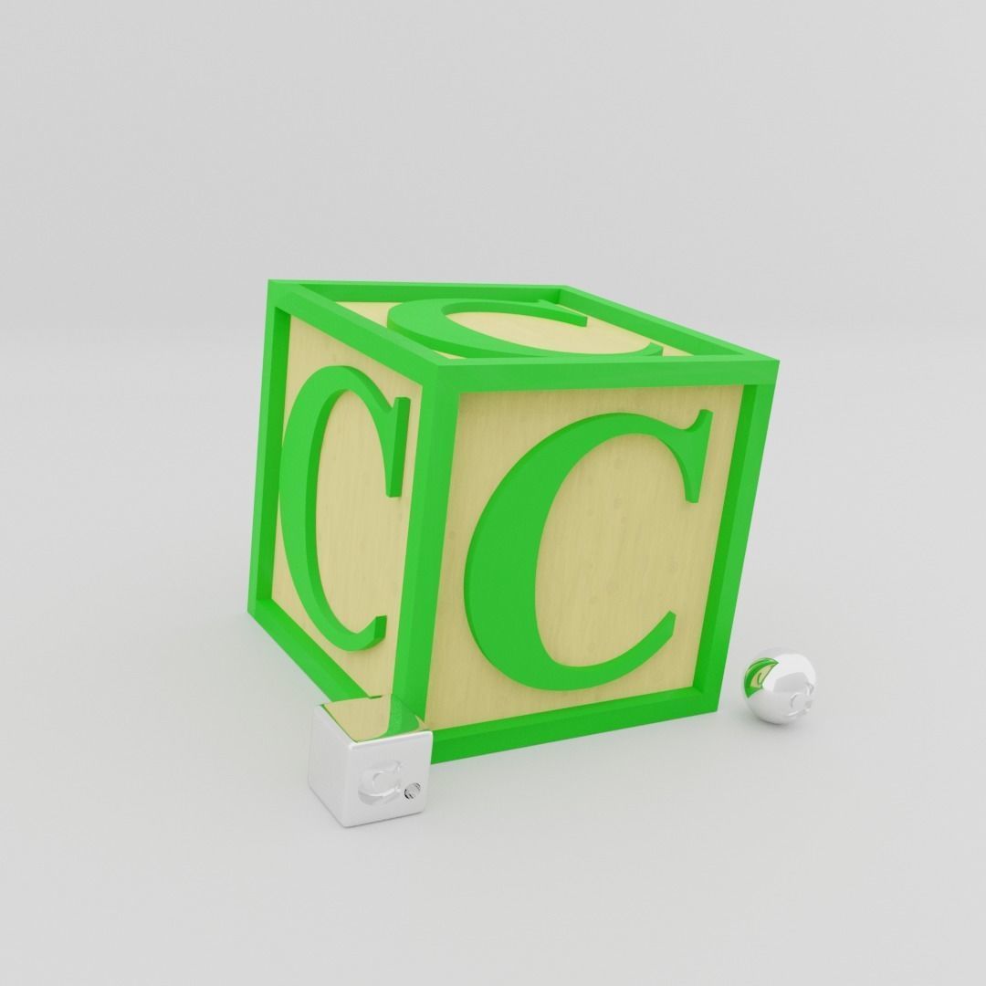 Kids Letter Block - C Letter 3D model_4