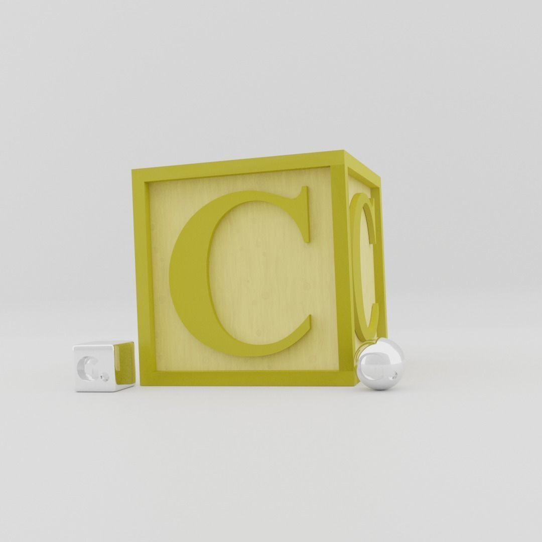 Kids Letter Block - C Letter 3D model_6