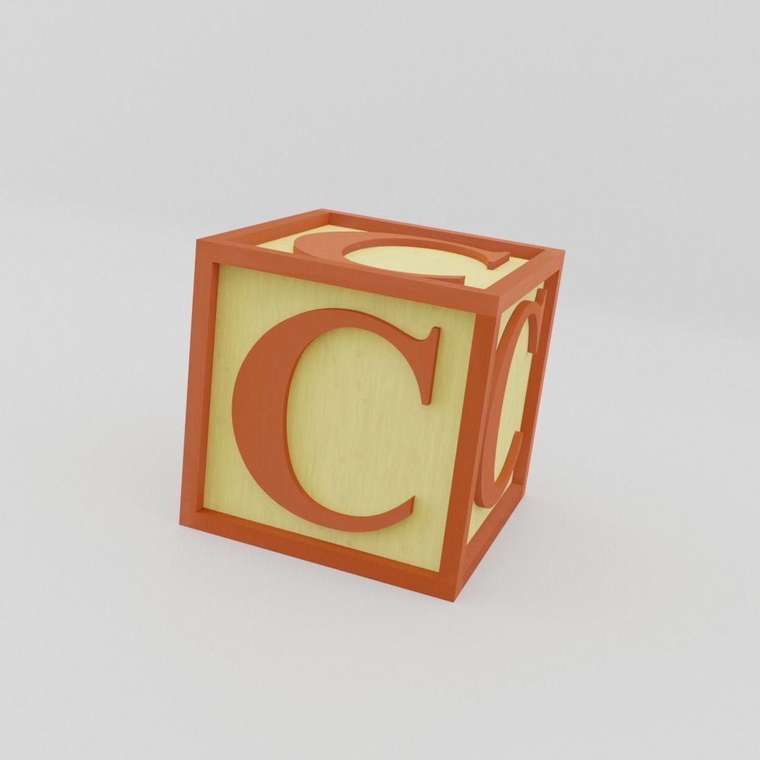 Kids Letter Block - C Letter 3D model_8