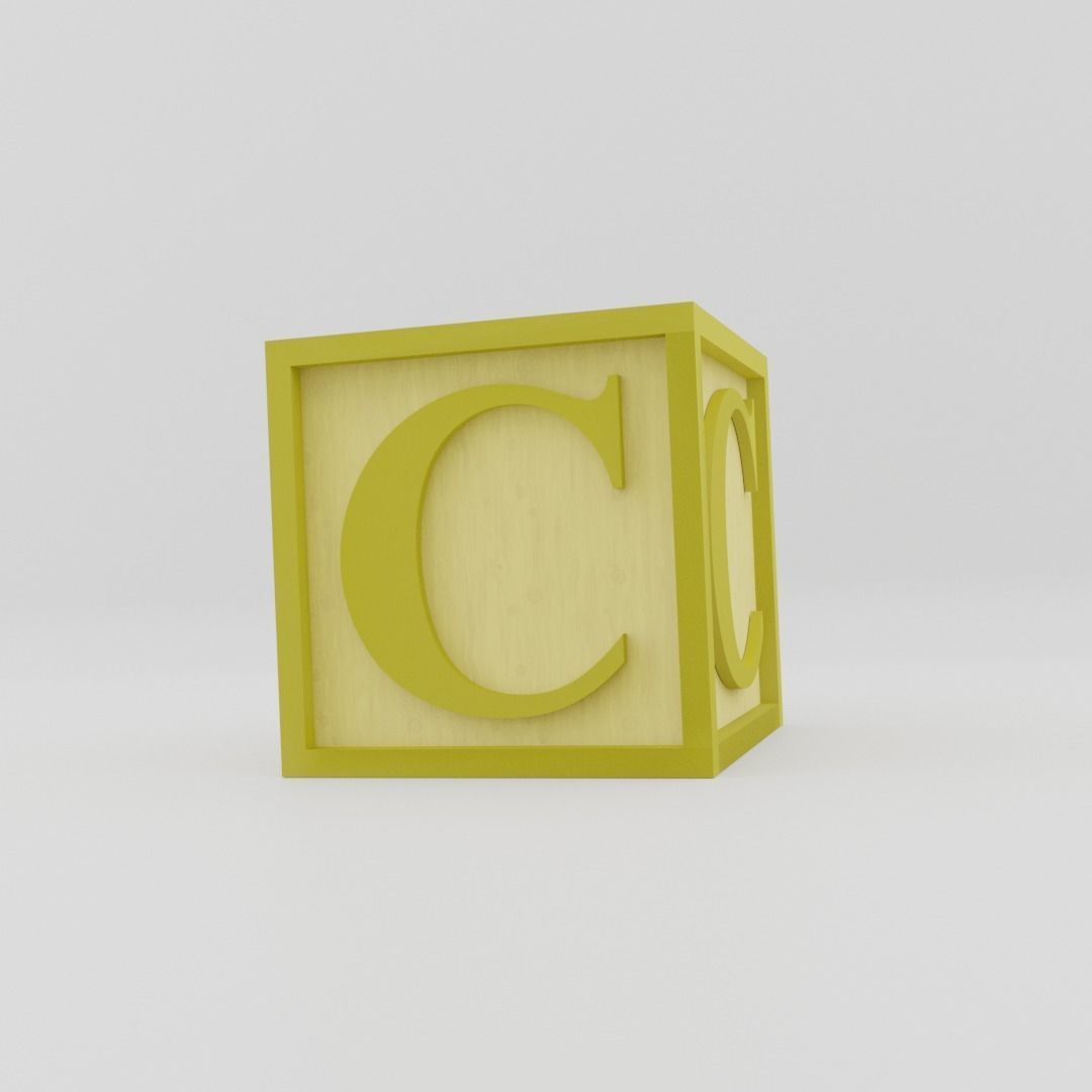 Kids Letter Block - C Letter 3D model_14