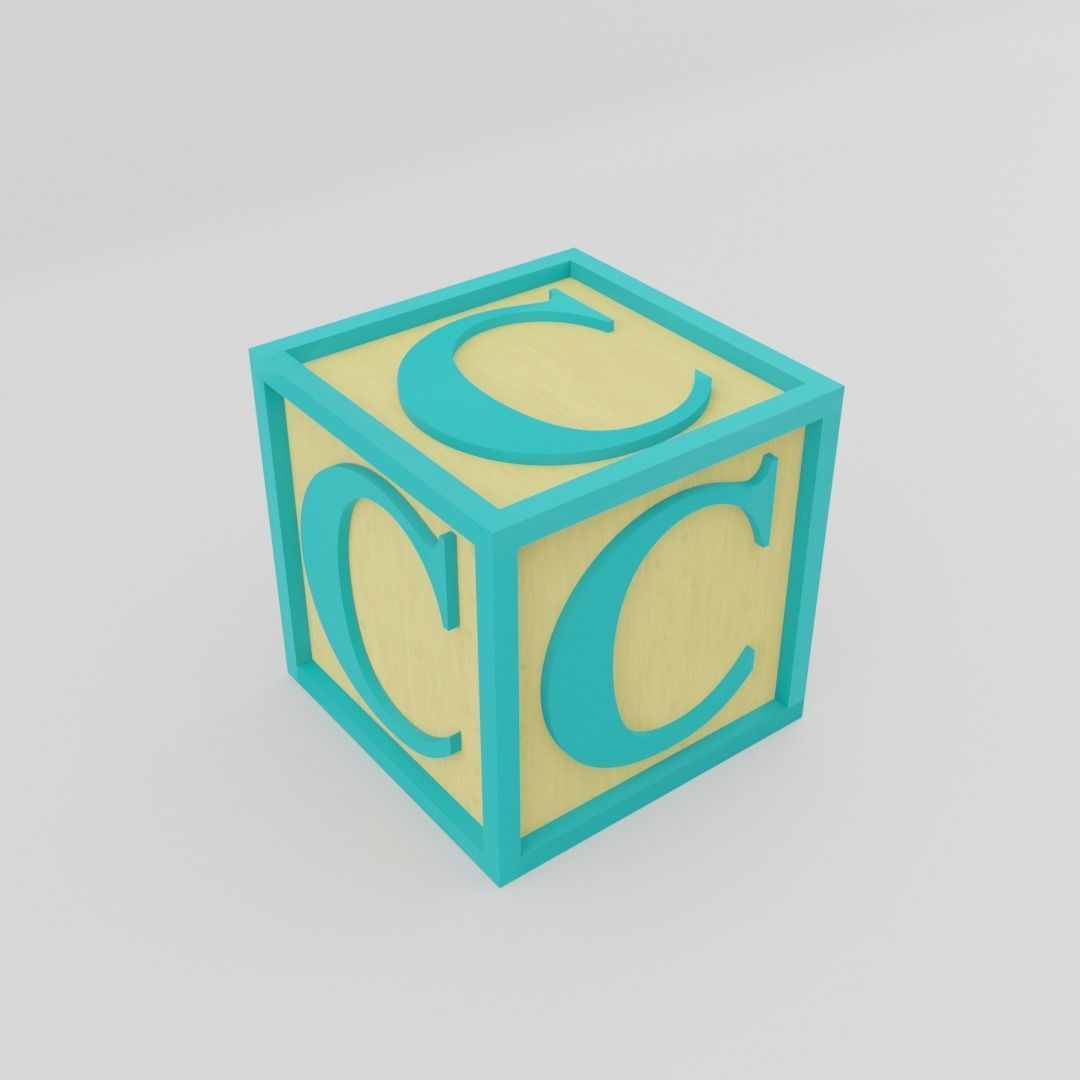 Kids Letter Block - C Letter 3D model_10