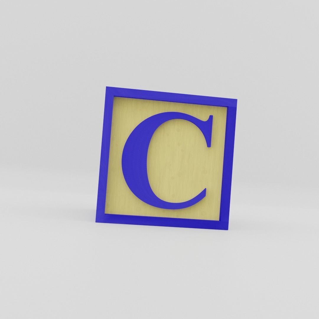 Kids Letter Block - C Letter 3D model_13