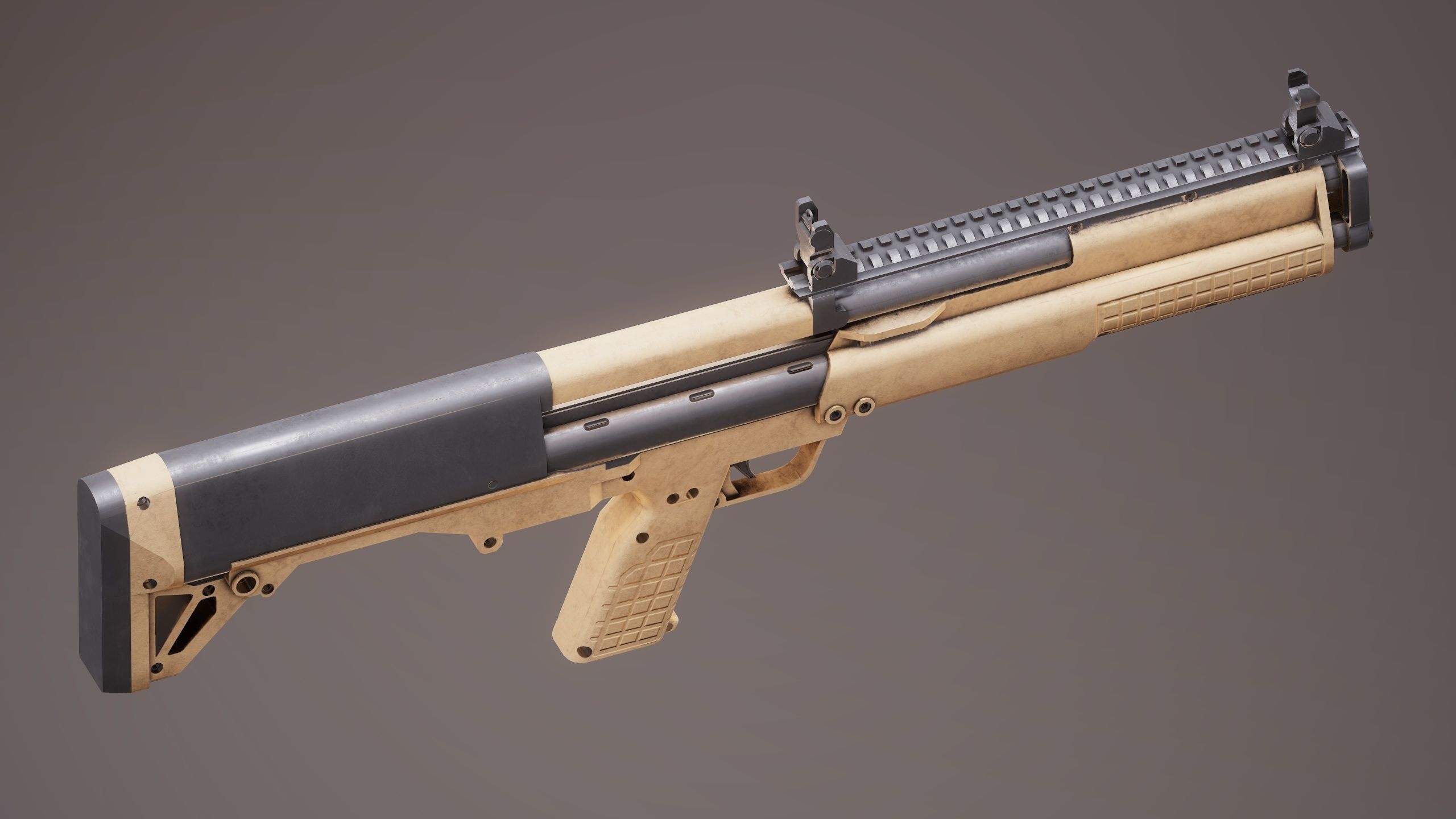 Shotgun Set 2 rifle Low-poly 3D model_25