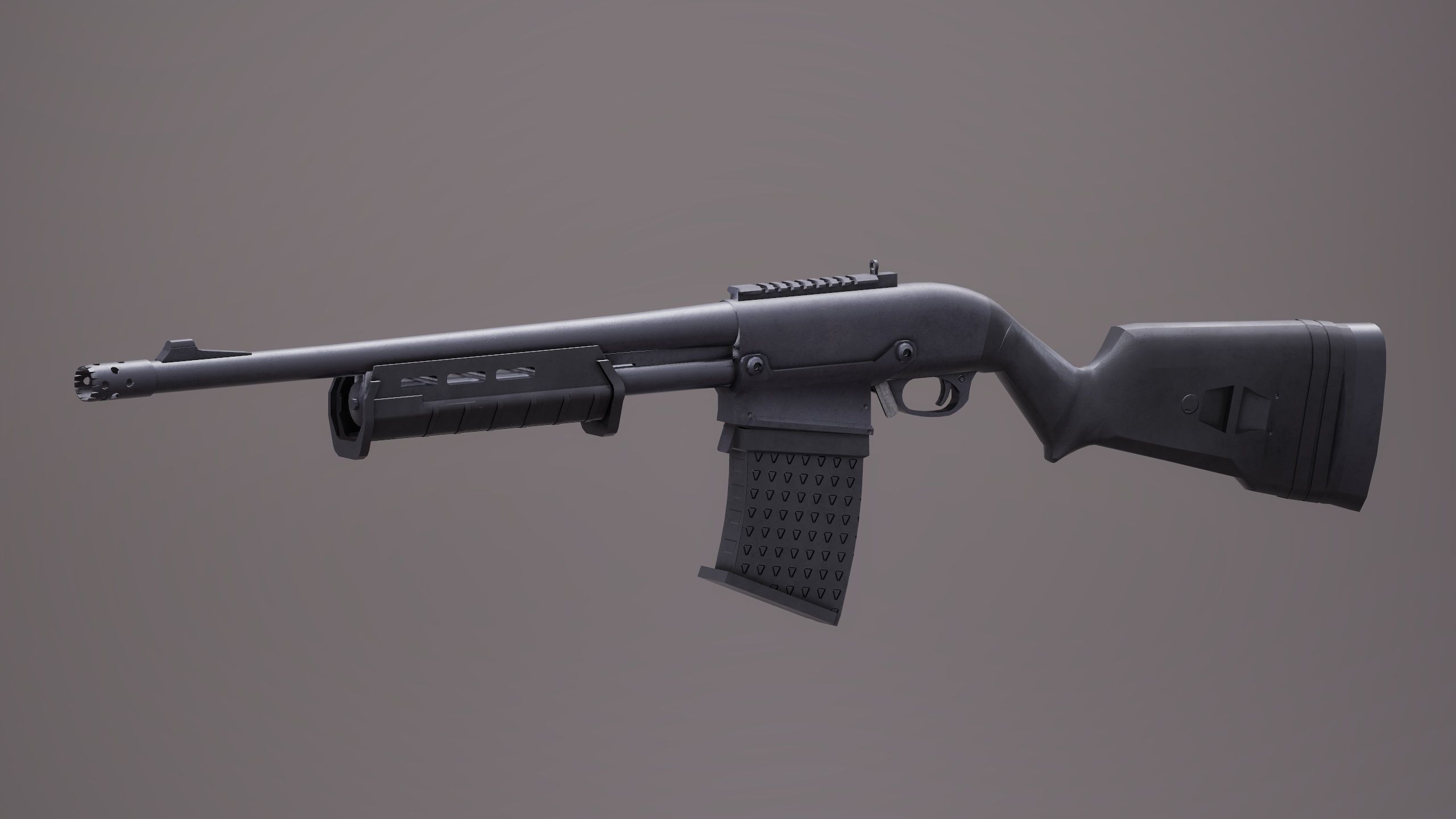 Shotgun Set 2 rifle Low-poly 3D model_10