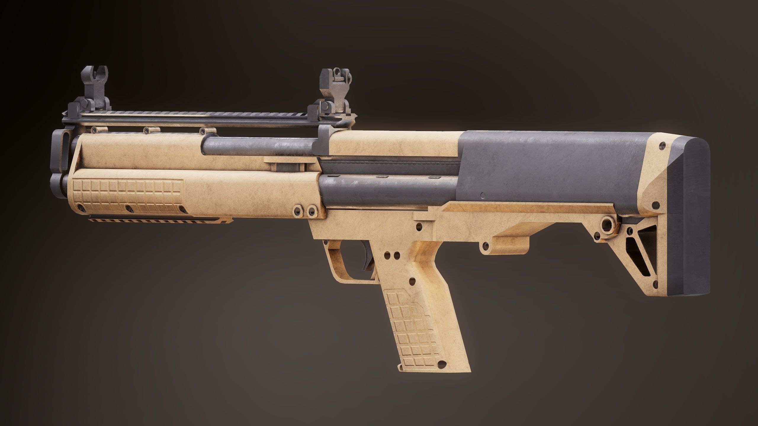 Shotgun Set 2 rifle Low-poly 3D model_23