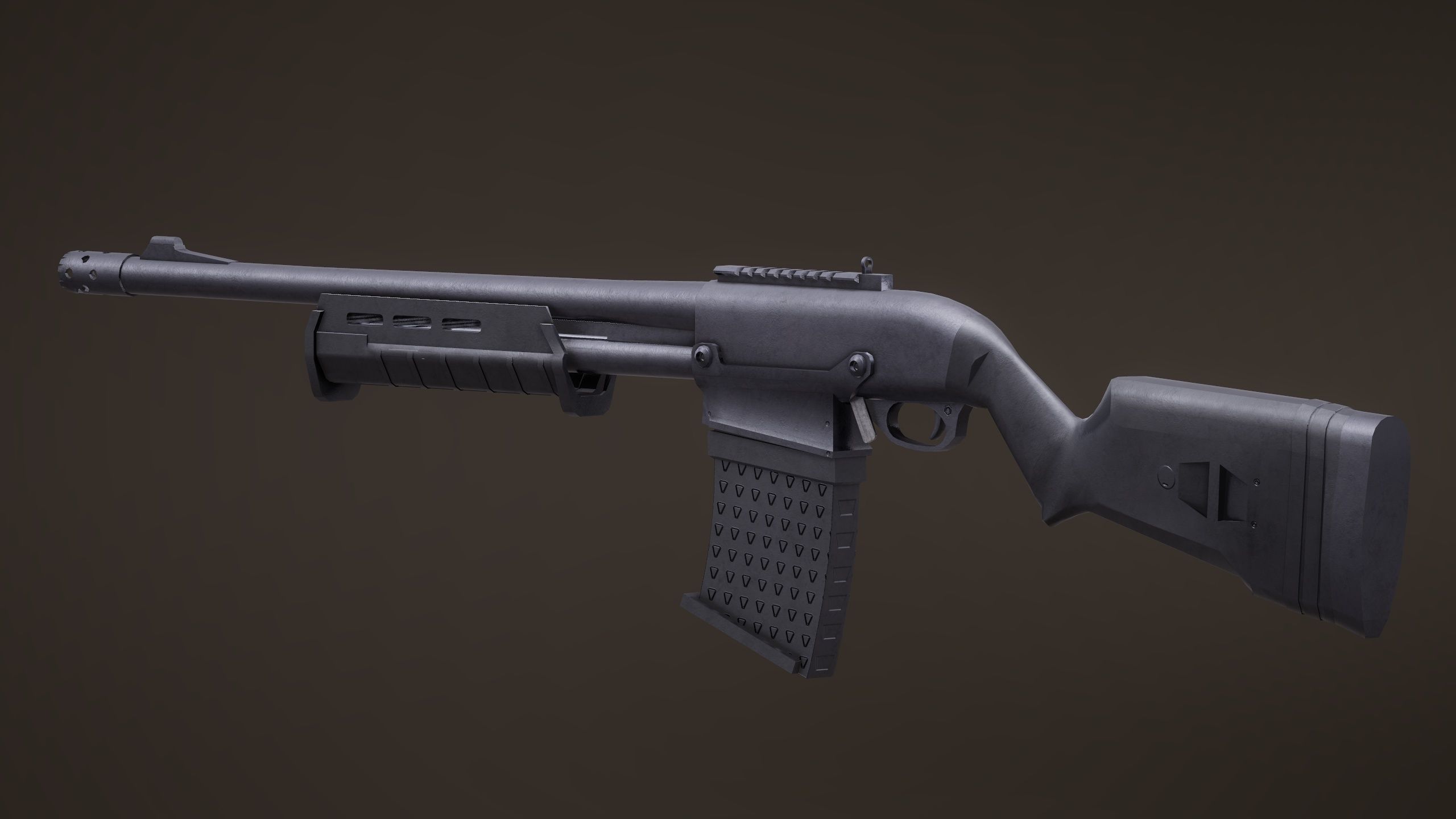 Shotgun Set 2 rifle Low-poly 3D model_6
