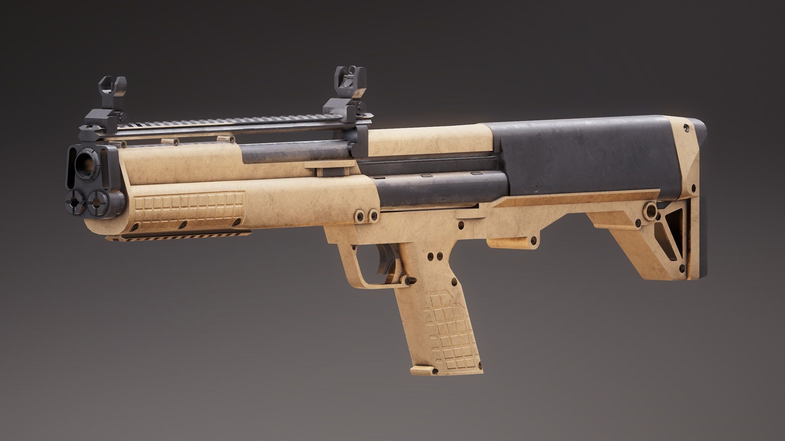 Shotgun Set 2 rifle Low-poly 3D model_26