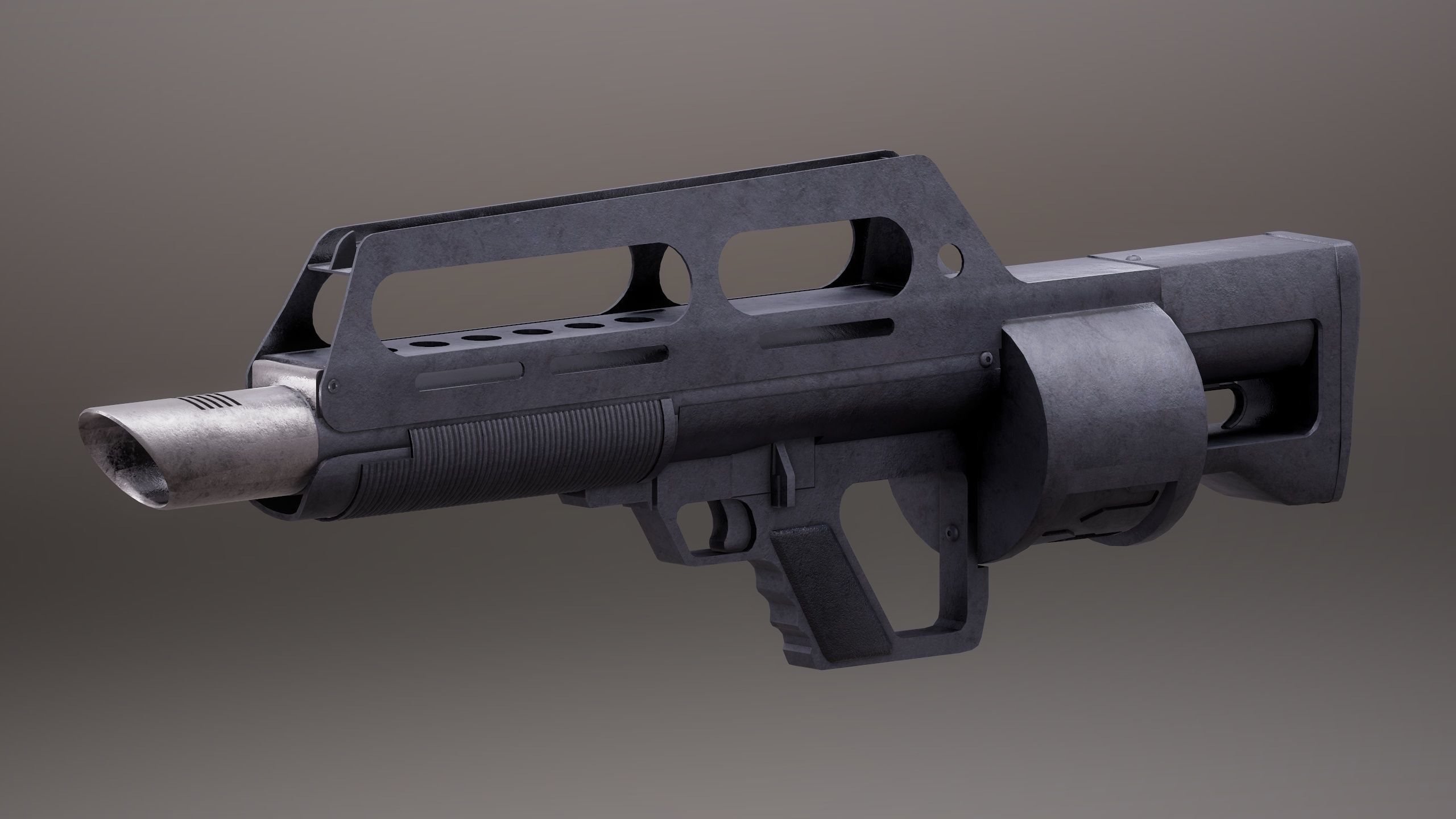 Shotgun Set 2 rifle Low-poly 3D model_12