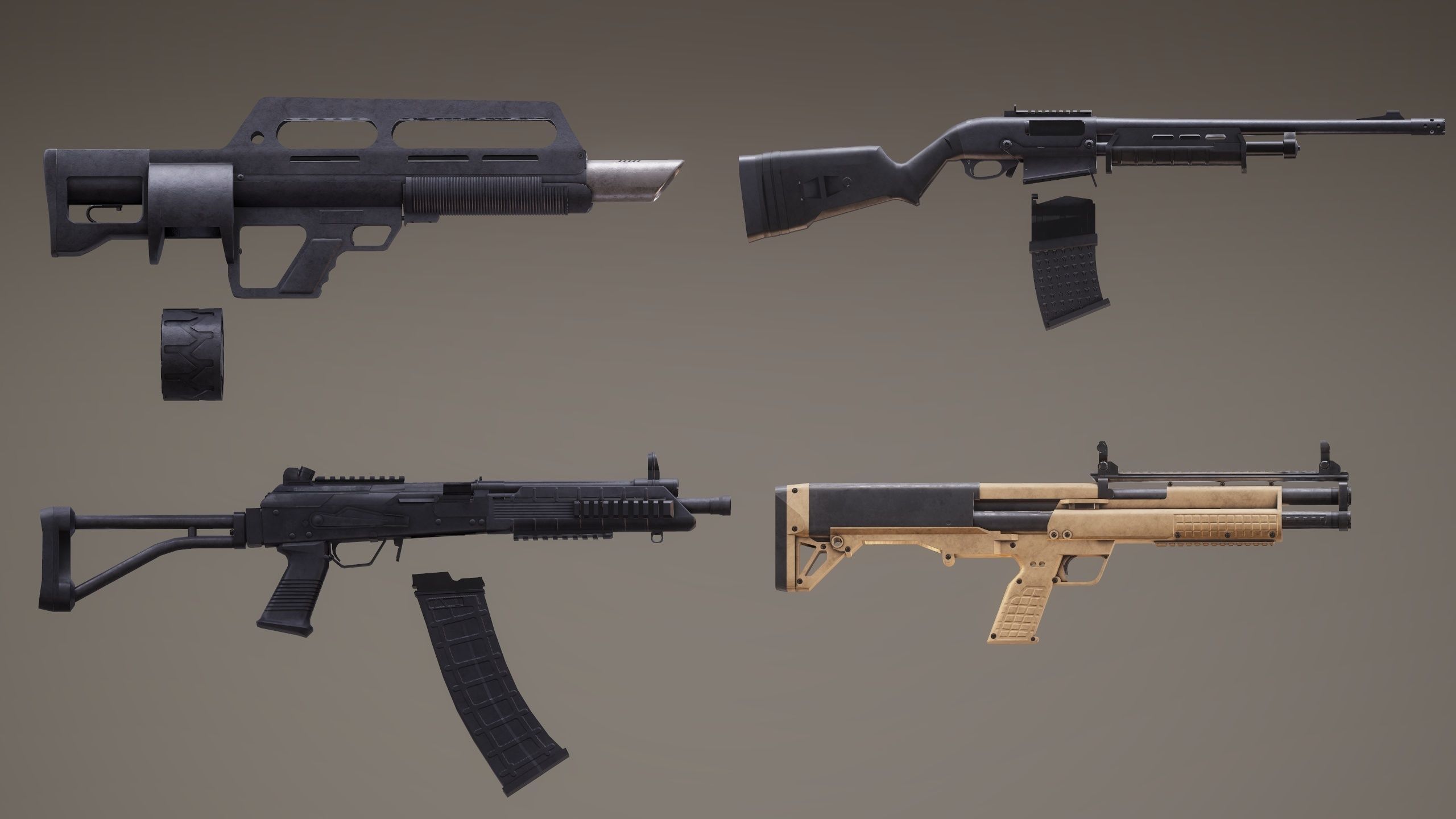 Shotgun Set 2 rifle Low-poly 3D model_3