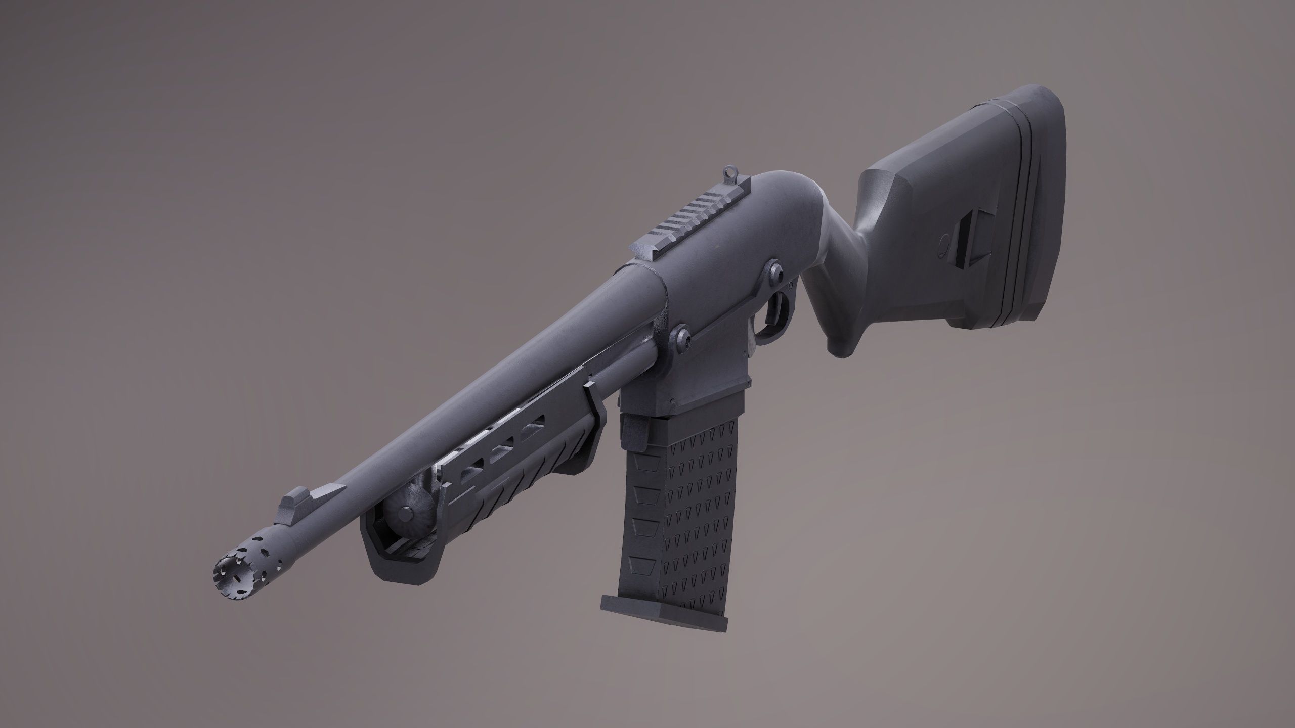 Shotgun Set 2 rifle Low-poly 3D model_8