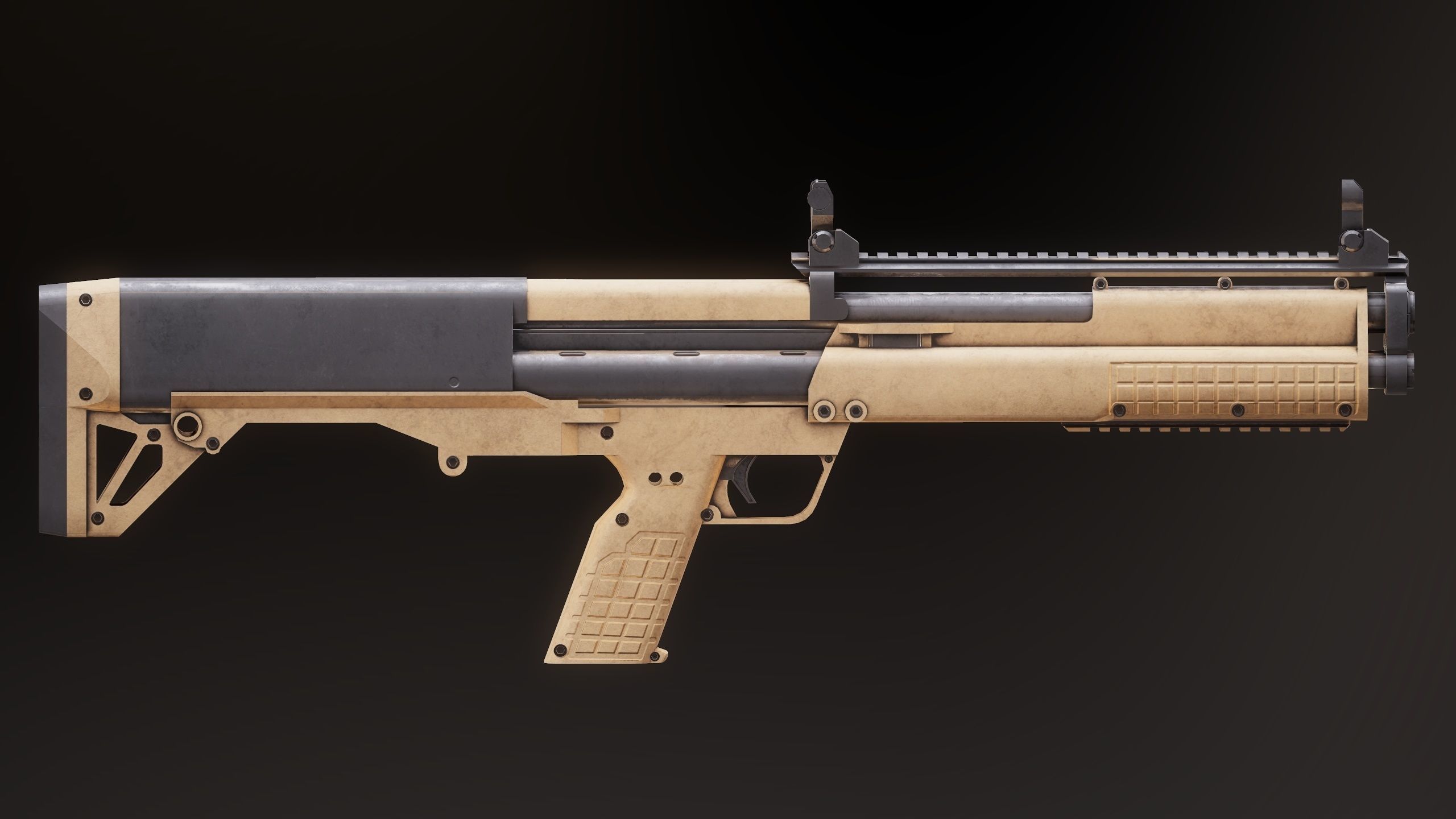 Shotgun Set 2 rifle Low-poly 3D model_22