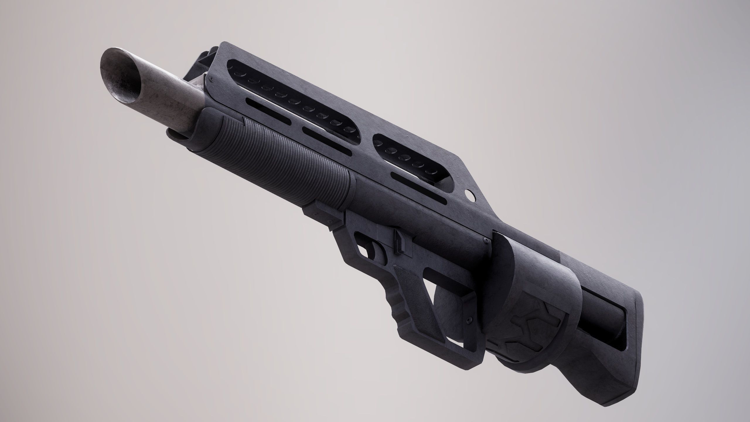 Shotgun Set 2 rifle Low-poly 3D model_11