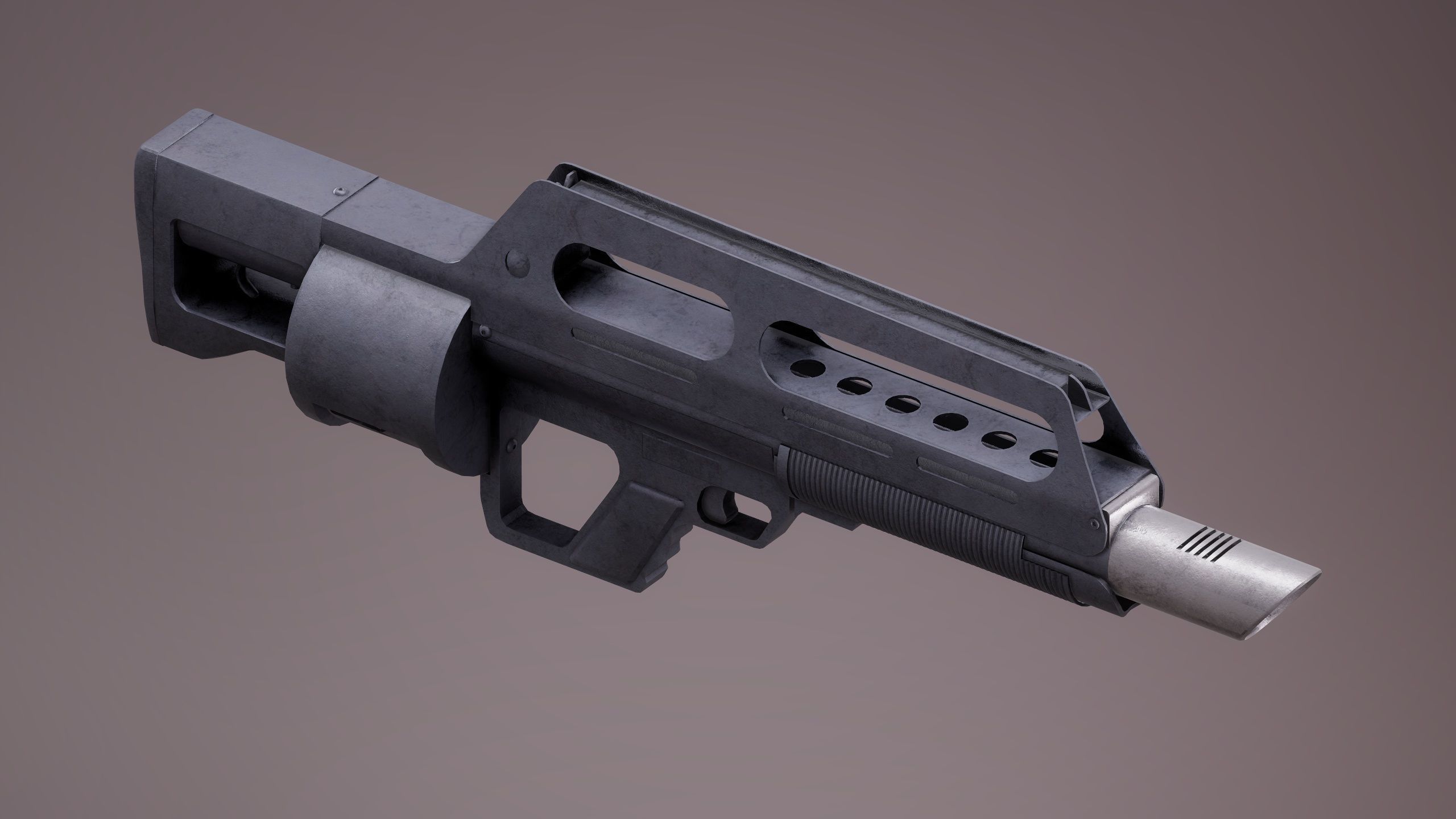 Shotgun Set 2 rifle Low-poly 3D model_15
