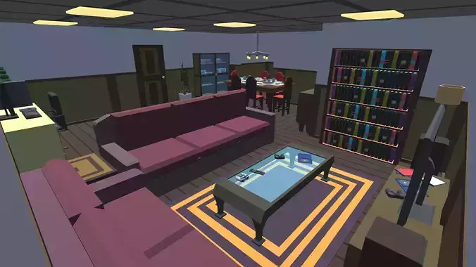 9t5 Low Poly House Lounge and Dining Low-poly 3D model