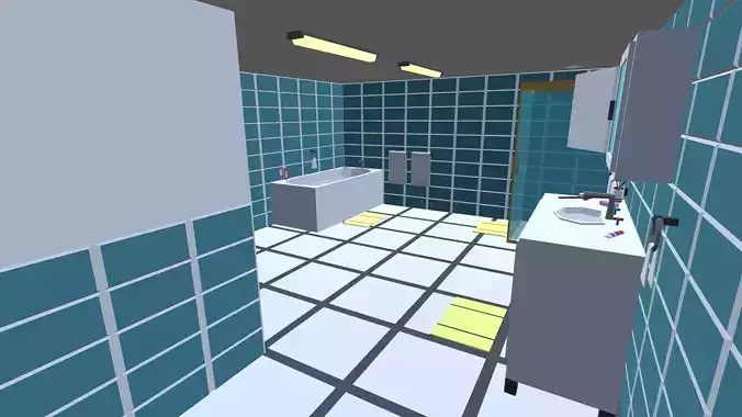 9t5 Low Poly House Bathroom and Laundry